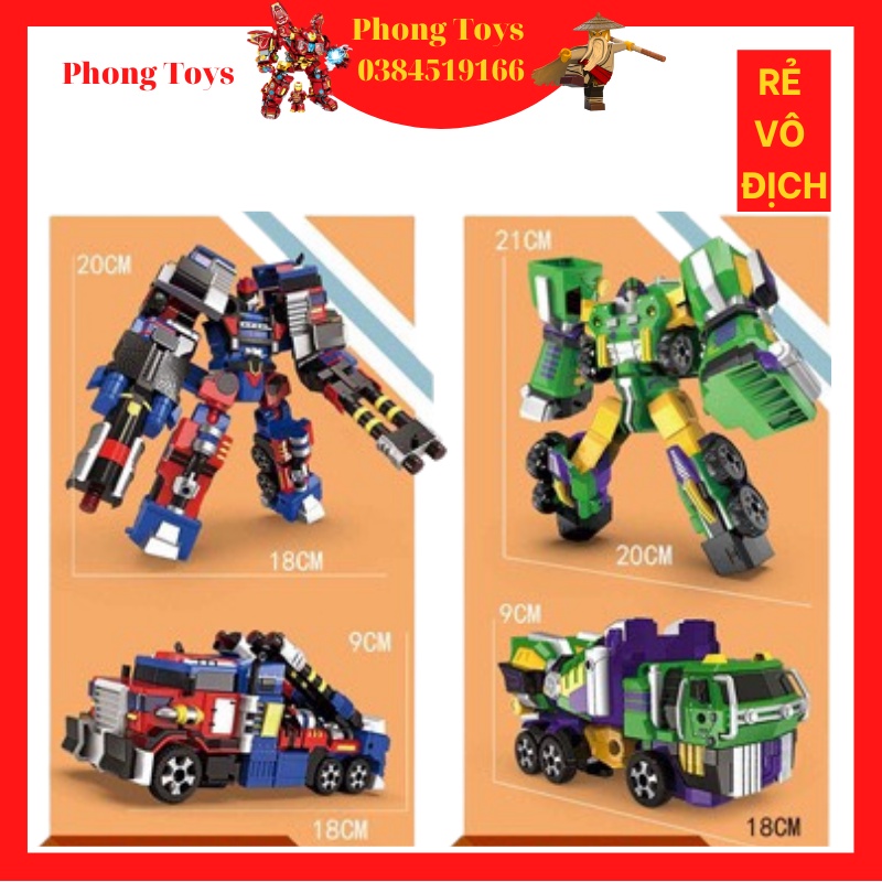 LẮP GHÉP 2 ROBOT SAMURAI BIẾN HÌNH 2 XE ĐẦU KÉO KÈM PHỤ KIỆN - ROBOT TRANSFORMER BIẾN HÌNH