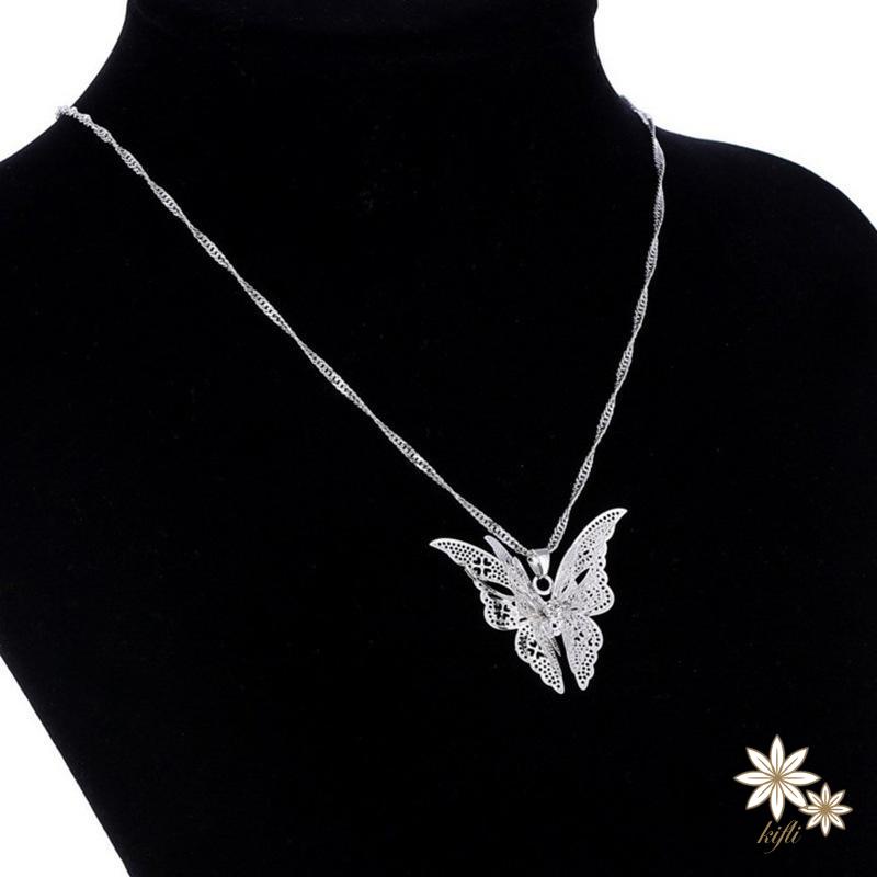 Vòng cổ Mạ Bạc Mặt Hình Bươm Bướm Đính Đá Thời Trang Cho Nữ