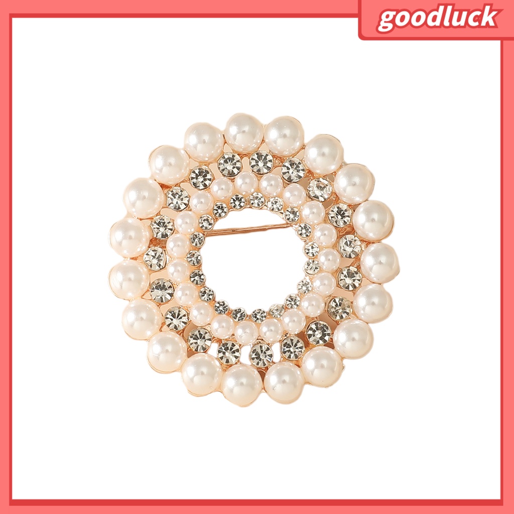 Ghim Cài Áo Hình Tròn Đính Đá Và Ngọc Trai Nhân Tạo Thời Trang Cho Nữ