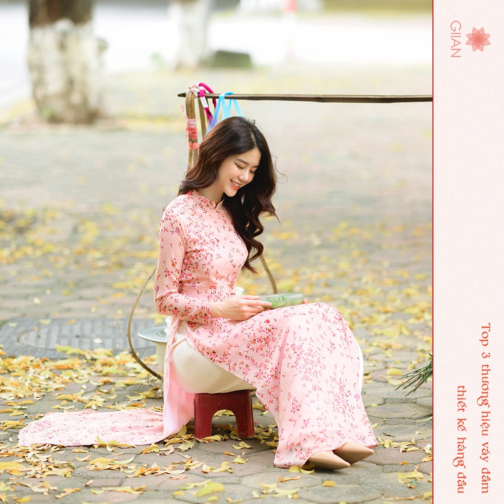 Áo dài truyền thống hoa nhí thiết kế chính hãng Giian - GAD162