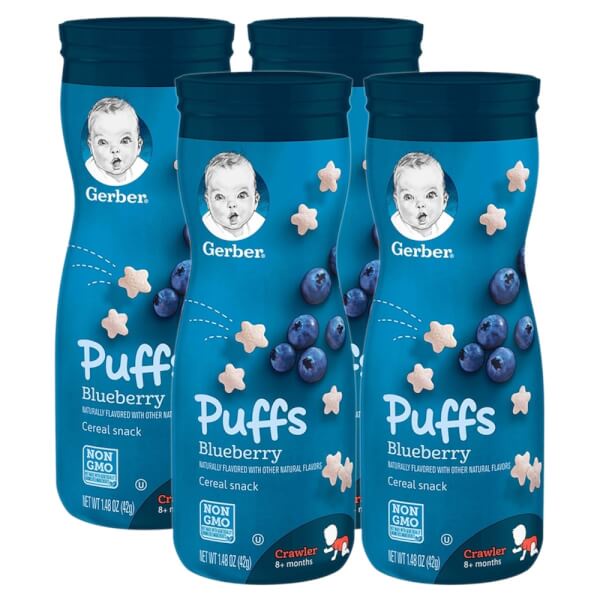 [Đồ ăn dặm cho bé] Bánh Gerber Puffs ngôi sao, bánh Gẻber cao việt quất cho bé từ 8 tháng tuổi