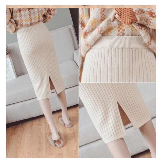 Chân váy len dài, xẻ sau sẵn 4 màu | BigBuy360 - bigbuy360.vn