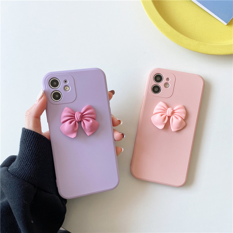 NEW Cute 3D Bowknot Simple Phone Case for IPHONE 12 11 pro max X XR XS MAX 5 5S 6 6S 7 8 12MINI plus cover