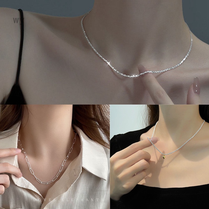 Vòng cổ Mặt Hình Trái Tim Lấp Lánh Cho Nữ