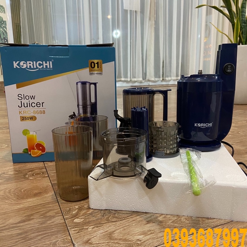 🍇Máy Ép Chậm KORICHI-KRC 8688 Công Suất 250w-Thiết Kế Nhỏ Gọn-Sang Trọng Không Thể Thiếu Trong Căn Bếp Nhà Bạn