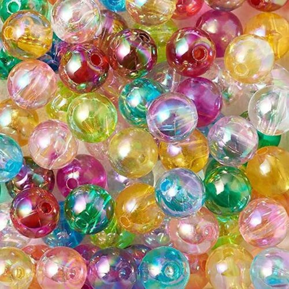 Set 50 / 100 / 200 Hạt Xâu Chuỗi Bằng Acrylic Trong Suốt Đầy Màu Sắc 6 / 8 / 10mm Làm Trang Sức DIY