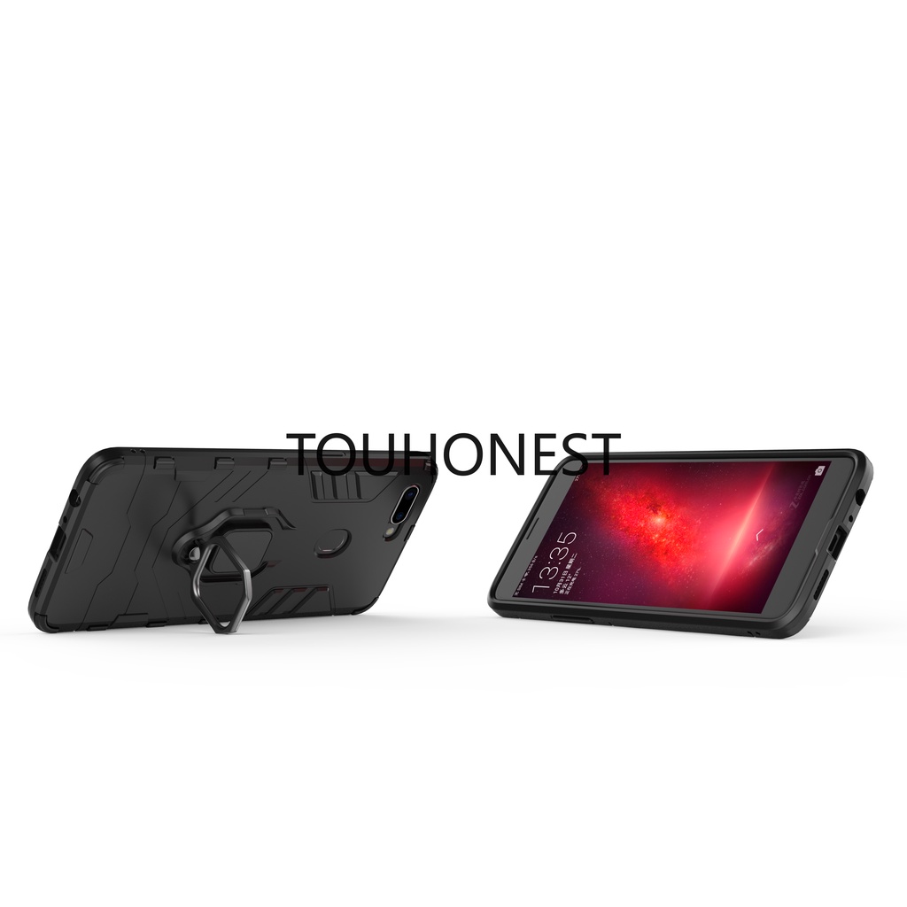 Ốp Điện Thoại Cứng Chống Sốc Kèm Vòng Đỡ Kim Loại Cho Casing Oppo R11 Plus Case Oppo R11S Plus Case Oppo R15X Case Oppo K1 Case Armor PC Shockproof Hard Cassing Cover Cases With Metal Ring Stand Phone Case