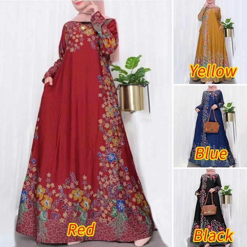 Đầm maxi ZANZEA tay dài cổ tròn in họa tiết hoa thời trang tùy chọn màu sắc dành cho nữ