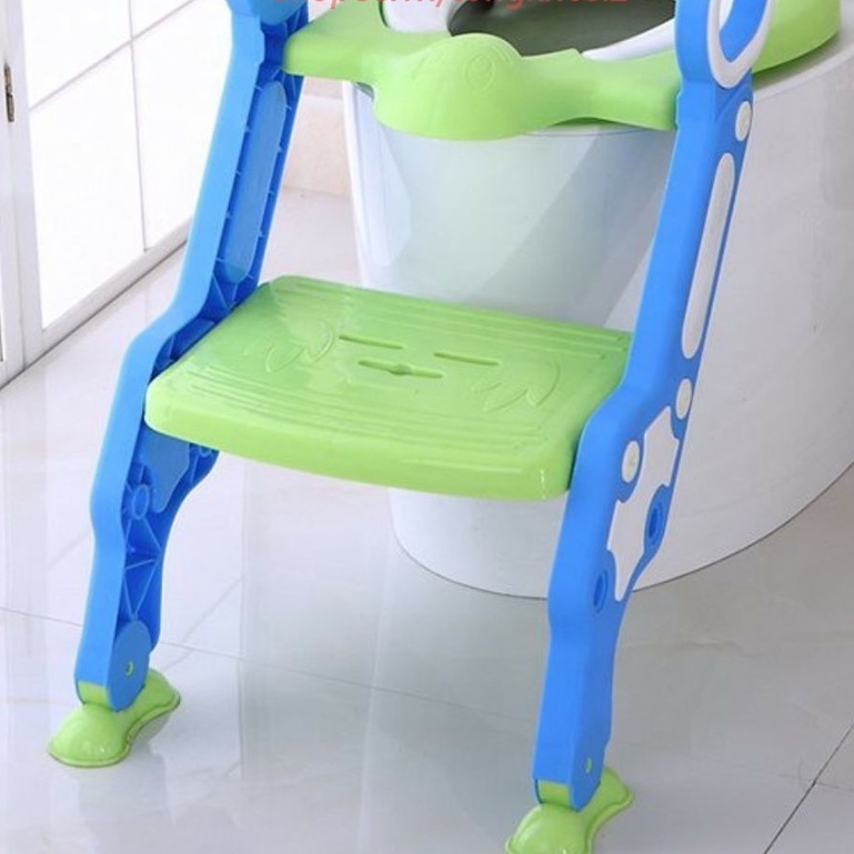 Thang bô vệ sinh có nắp thu nhỏ, Bồn cầu gấp gọn tiện lợi dùng cho bé trai và bé gái có tay vịn an toàn