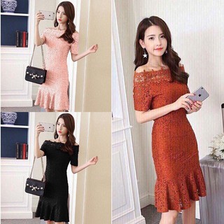 #DW980 ĐẦM REN TRỄ VAI ĐUÔI CÁ SANG TRỌNG - hàng việt nam