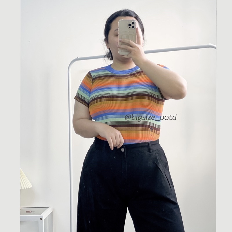 Áo len dệt bigsize sọc nhiều màu