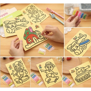 Tranh cát cho bé tập tô màu 9x12cm , có sẵn cát
