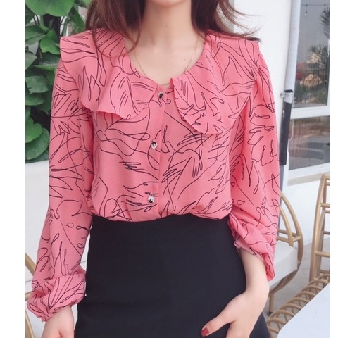 Áo sơ mi nữ kiểu công sở dài tay form suông phong cách Hàn quốc hàng thiết kế cách điệu ALALA