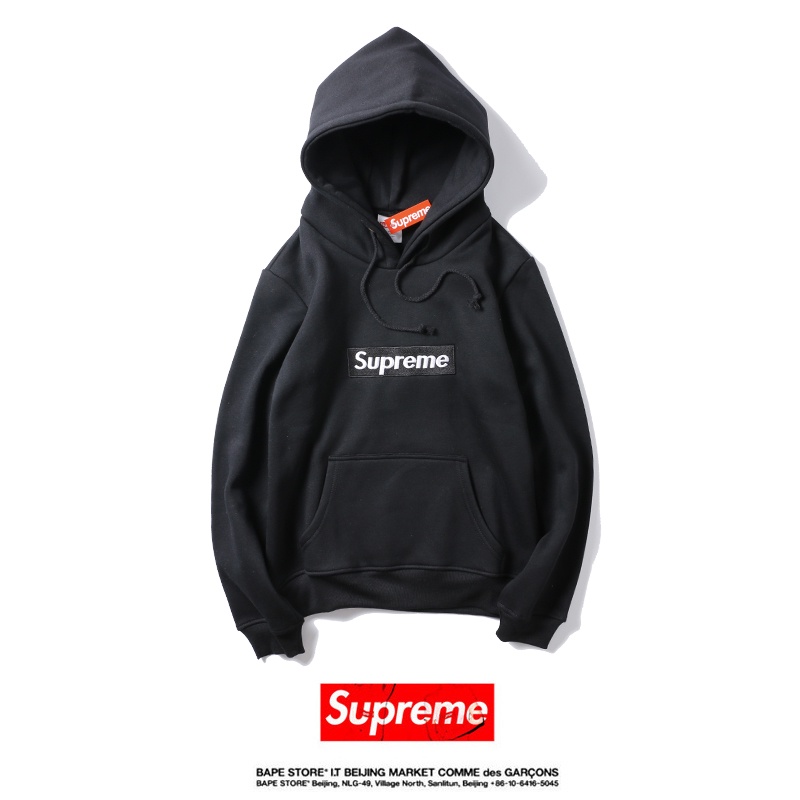 Áo Hoodie Tay Dài Vải Cotton Thêu Chữ Supreme Kiểu Cổ Điển Thời Trang Cho Các Cặp Đôi