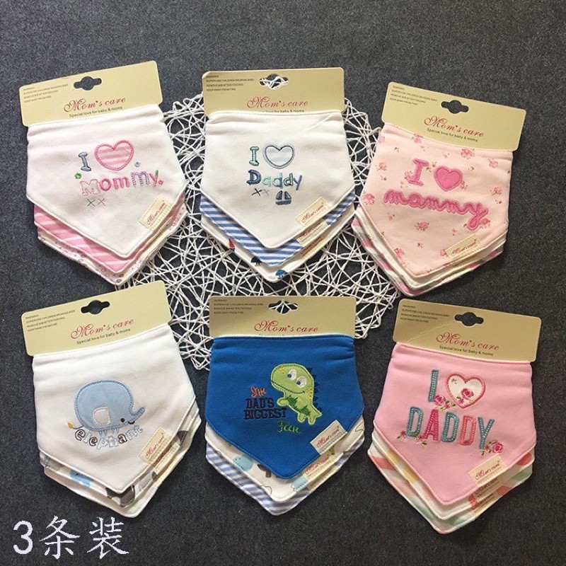 Set 3 yếm Mom's care cho bé trai/bé gái