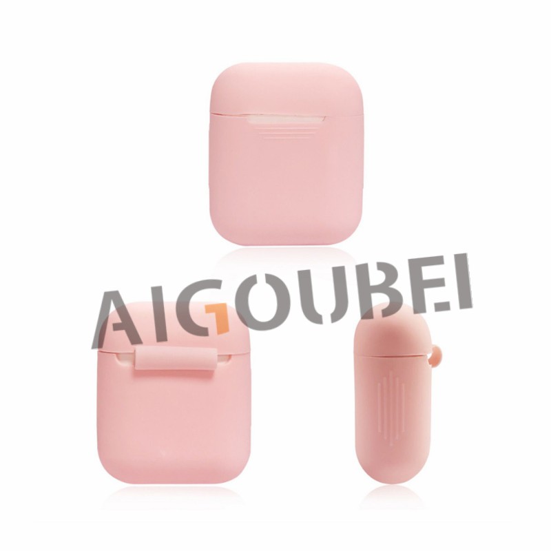 Vỏ đựng hộp sạc tai nghe AirPods i7s TWS bluetooth màu trơn kèm móc treo Carabiner