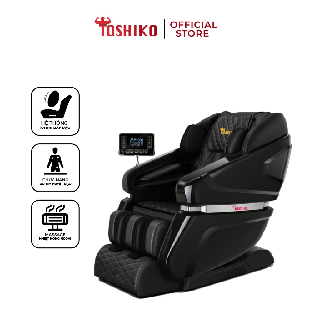 Ghế massage toàn thân Toshiko T65 bảo hành 6 năm công nghệ con lăn 4D và nhiệt hồng ngoại cao cấp