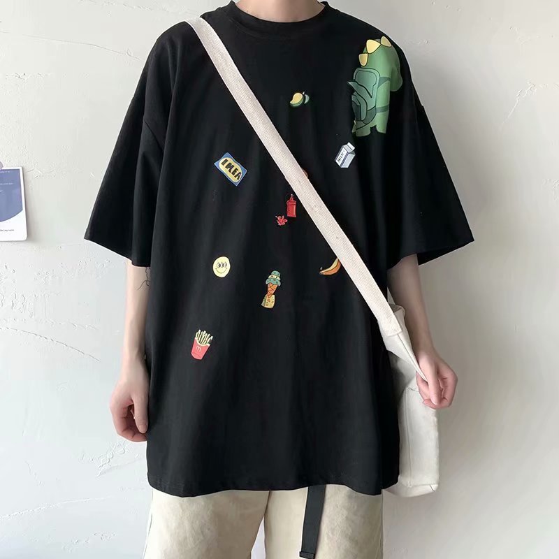 Áo Thun Tay Ngắn Cổ Tròn Thời Trang Hàn 5 Màu Tùy Chọn Size S-5XL Dành Cho Nam