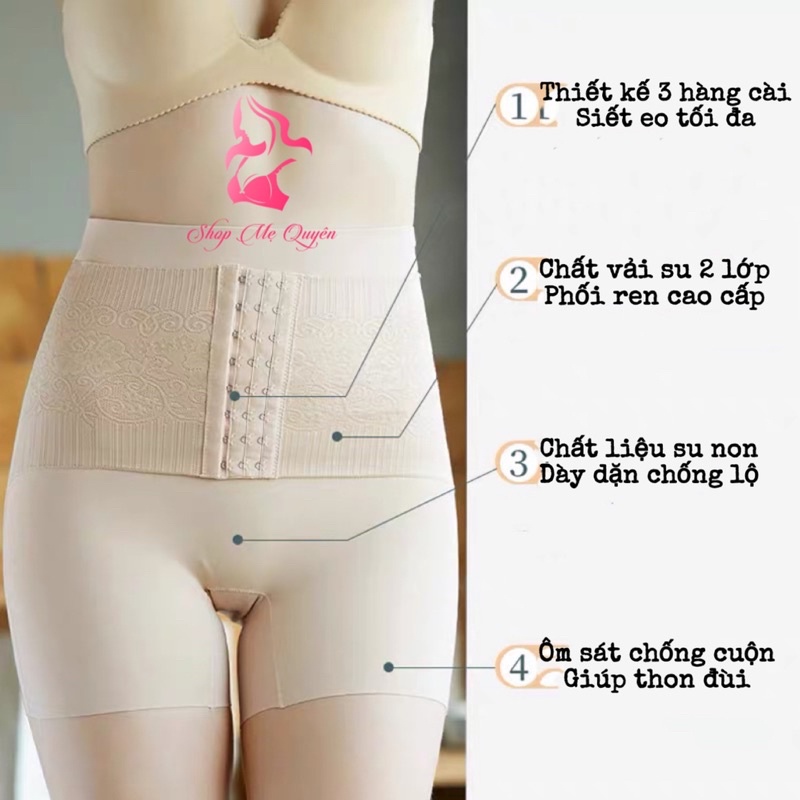 Quần gen bụng mặc váy cài trước chống cuộn , quần gen định hình nâng mông giảm eo cao cấp