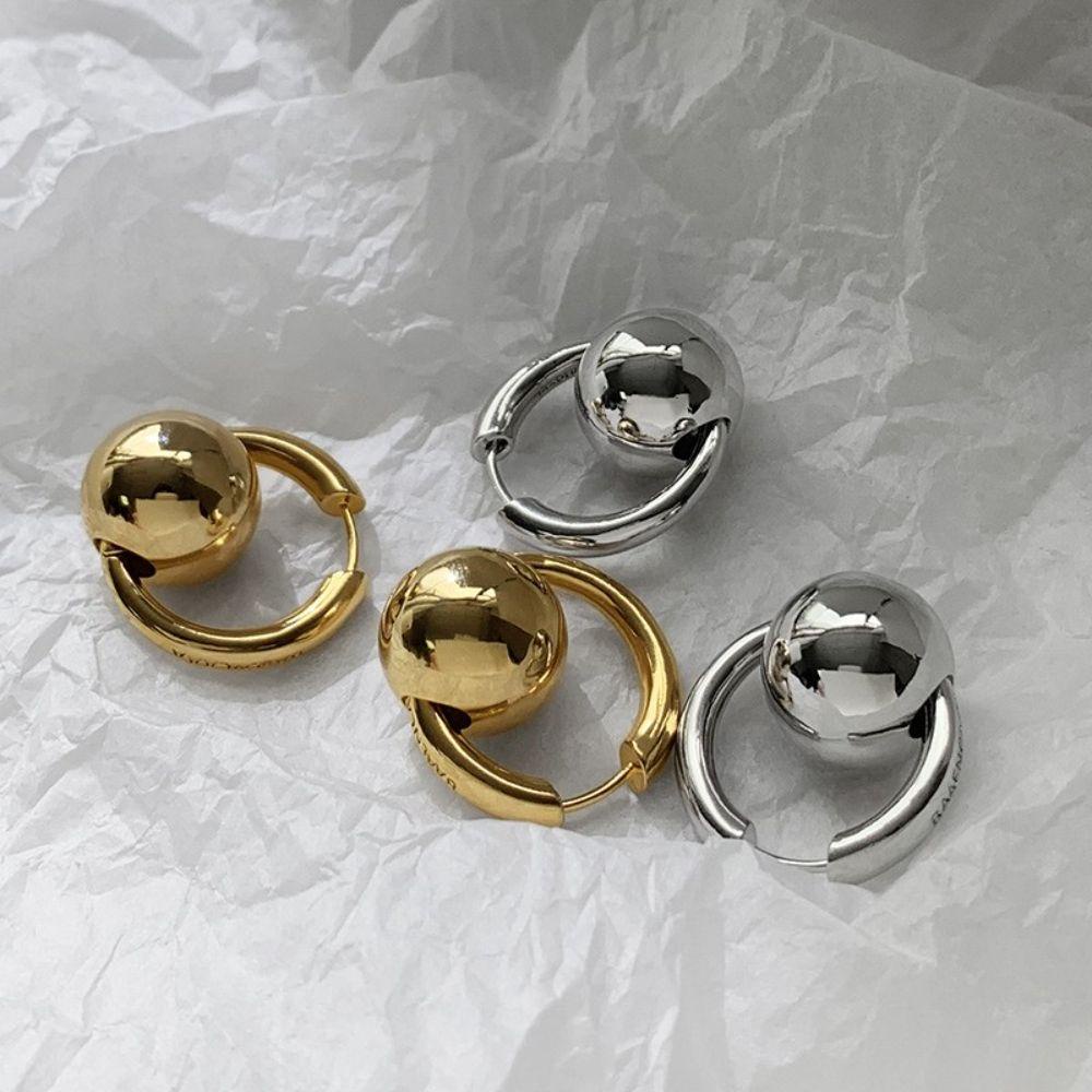 SOMEDAYZL Bông Tai Hình Cầu Phong Cách Hàn Quốc Cổ Điển Thời Trang Cho Nữ