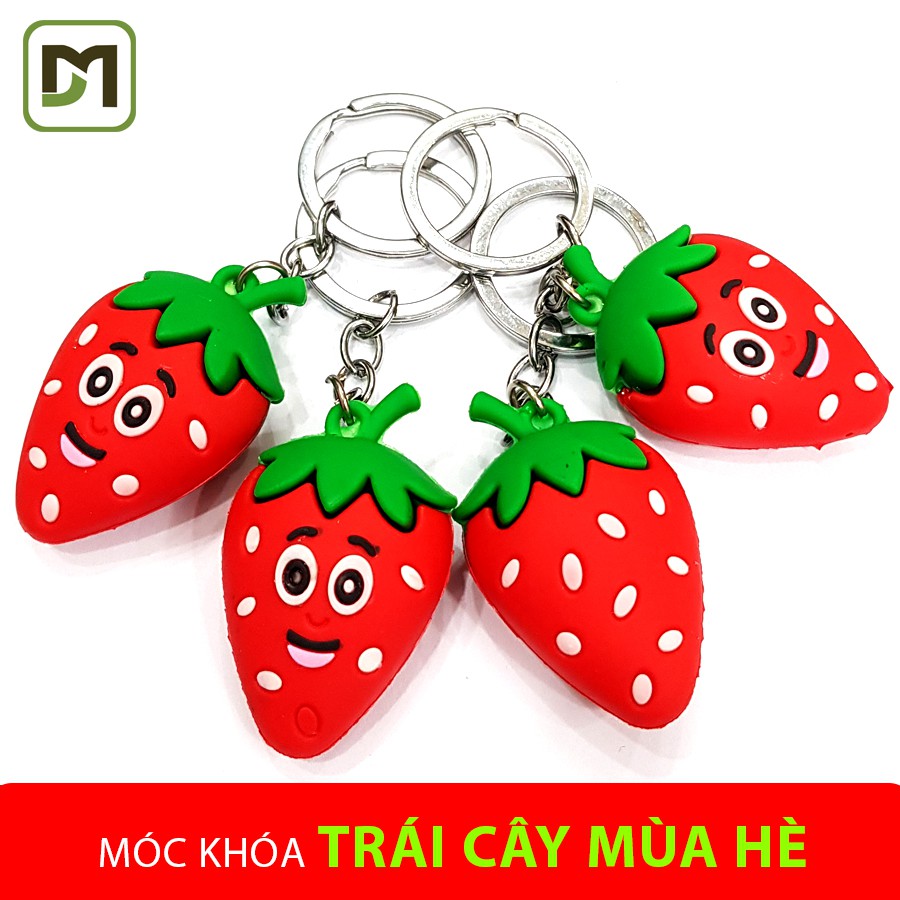 BST Móc khóa trái cây màu hè sầu riêng, bơ, cà rốt, dâu đỏ, xương rồng dễ thương nhựa cao cấp