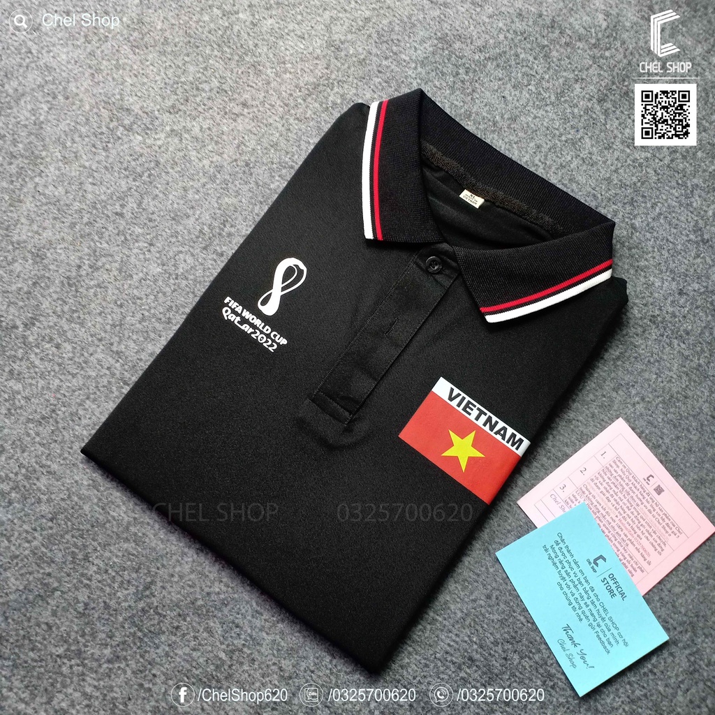 Áo polo cao cấp 2V ĐT Việt Nam World Cup 2022 [ẢNH THẬT]