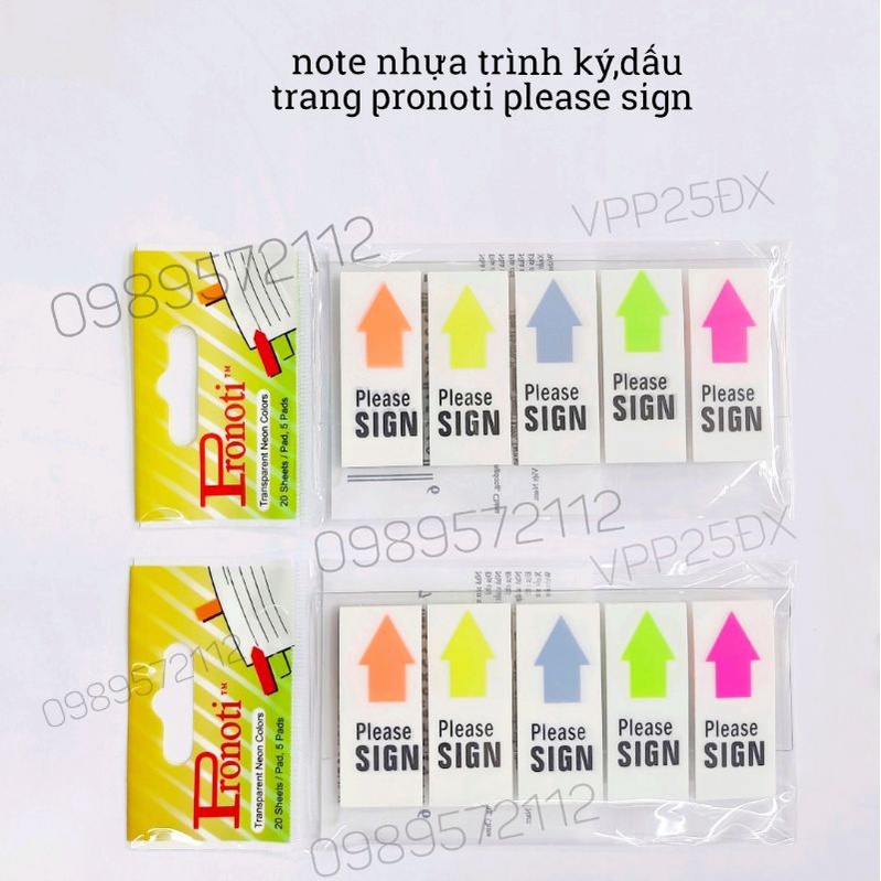 Note trình ký please sign.Dấu trang nhựa pronoti