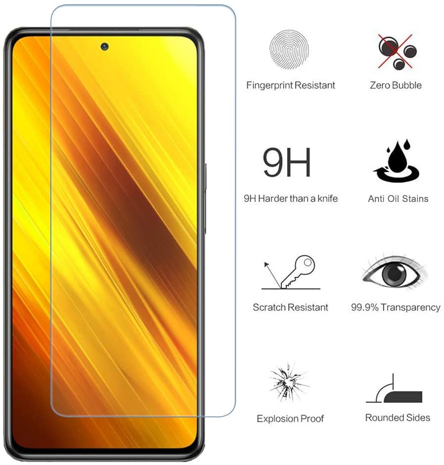 Kính cường lực vát cạnh 2.5D trong suốt cho Xiaomi Mi POCO F5 Pro X5 M6 M5 M5s X4 X3 NFC C40 F4 F3 GT F2 M3 M4 Pro 5G Pocophone F1