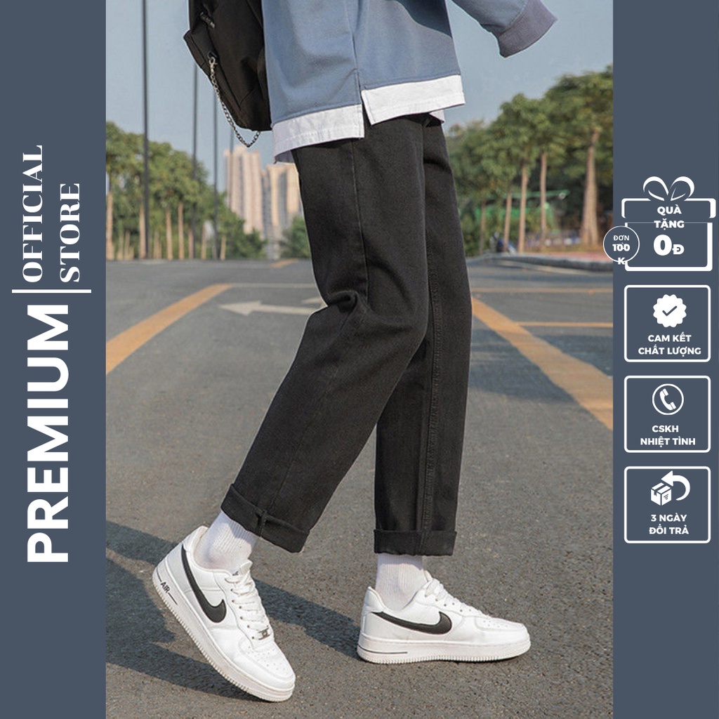 Quần Baggy jean nam ống suông rộng style hàn quốc 2021