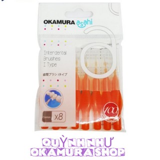 Bàn chải kẽ răng Okamura Asahi dạng chữ I 0.8mm-ss (Bịch 8 cái)