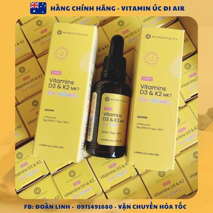 Vitamin D3 K2 MK7 của Anh quốc dạng giọt, tăng chiều cao cho trẻ sơ sinh và cho bé, Hàng chuẩn đi air, D3k2 Mk7 chuẩn
