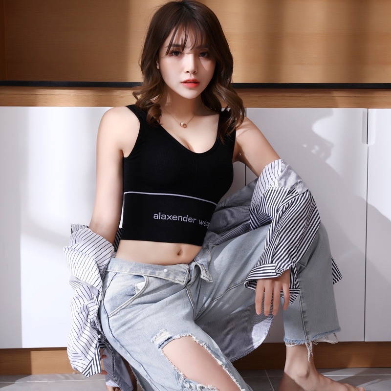 Áo bra Tập Gym Thể thao , Áo lót không gọng alaxender weng Phối đồ cực sang