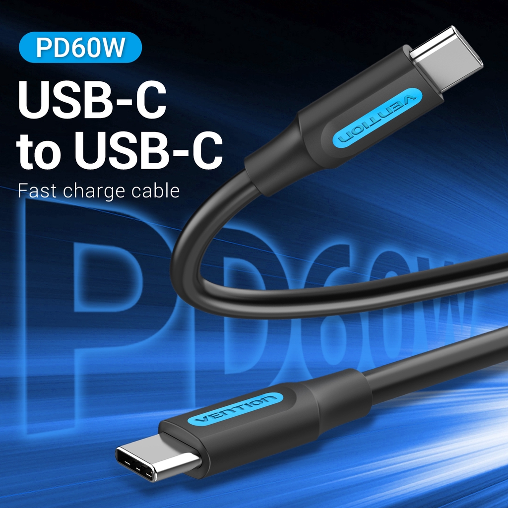 Cáp Sạc Nhanh / Truyền Dữ Liệu VENTION USB Type C PD 60W 3A Tốc Độ Cao 480Mbps Cho Huawei Matebook