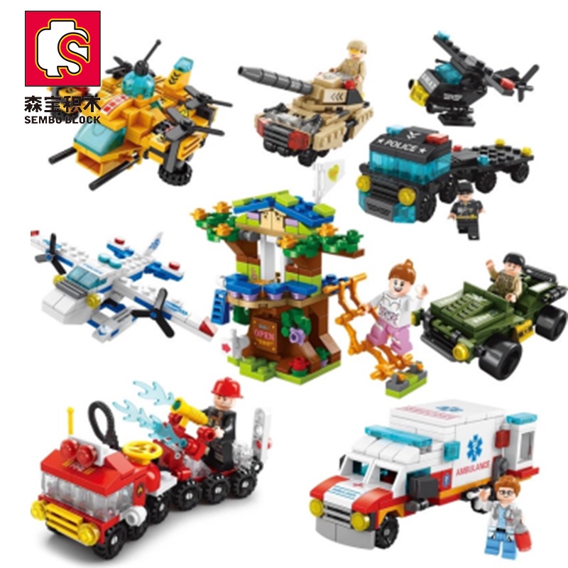 6 trong 1 Lego City SWAT Xe Cứu Hộ Xây Dựng Mô Hình Ngôi Nhà Trên Cây Các Hạt Nhỏ Lắp Ráp Khối Xây Dựng Đồ Chơi Cho Trẻ Em 152PCS