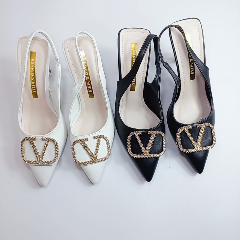 Giày Cao Gót Nữ Mũi Nhọn MinhTuyetshoes- Giày nữ đính đá gót cao 6cm mẫ mới sang chảnh mã CGM
