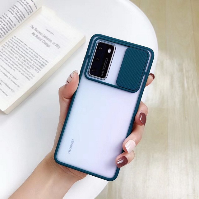 Ốp điện thoại trong nhám có nắp trượt bảo vệ camera cho OPPO F17 Pro Reno 4 F Lite A73 A93