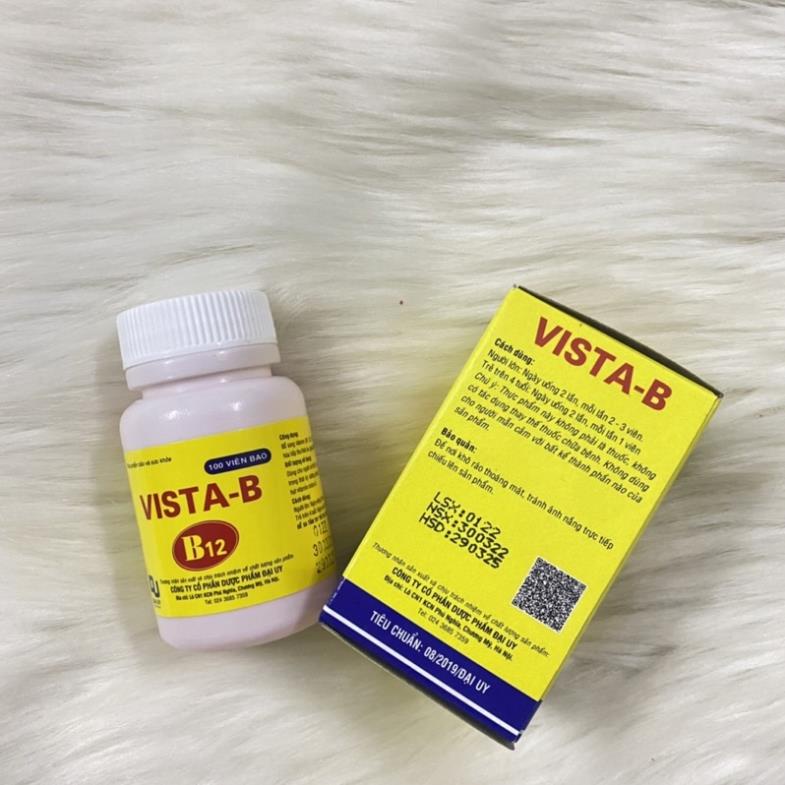 VISTA-B12 hộp 100 viên - Bổ sung vitamin nhóm B, tăng cường chuyển hoá hấp thu thức ăn, hỗ trợ phục hồi sức khoẻ V