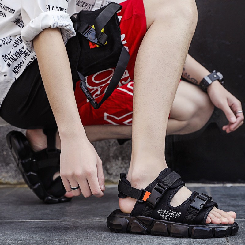 Sandal Nam 2 quai Độn Đế OFF1982 Cao Cấp, Dép quai hậu học sinh siêu chất