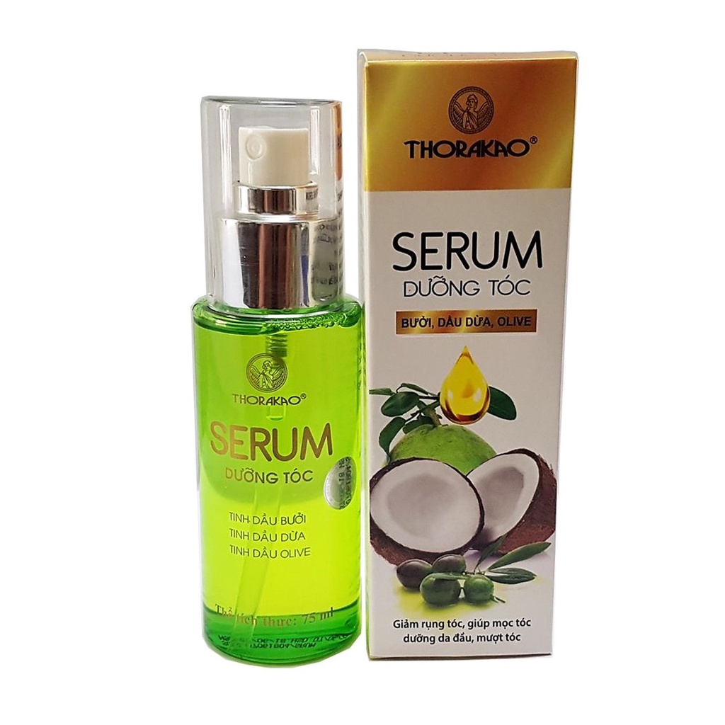 Serum nuôi dưỡng và phục hồi tóc hư tổn Thorakao - Giúp tóc mọc nhanh từ bưởi, dầu dừa, olive 75ml