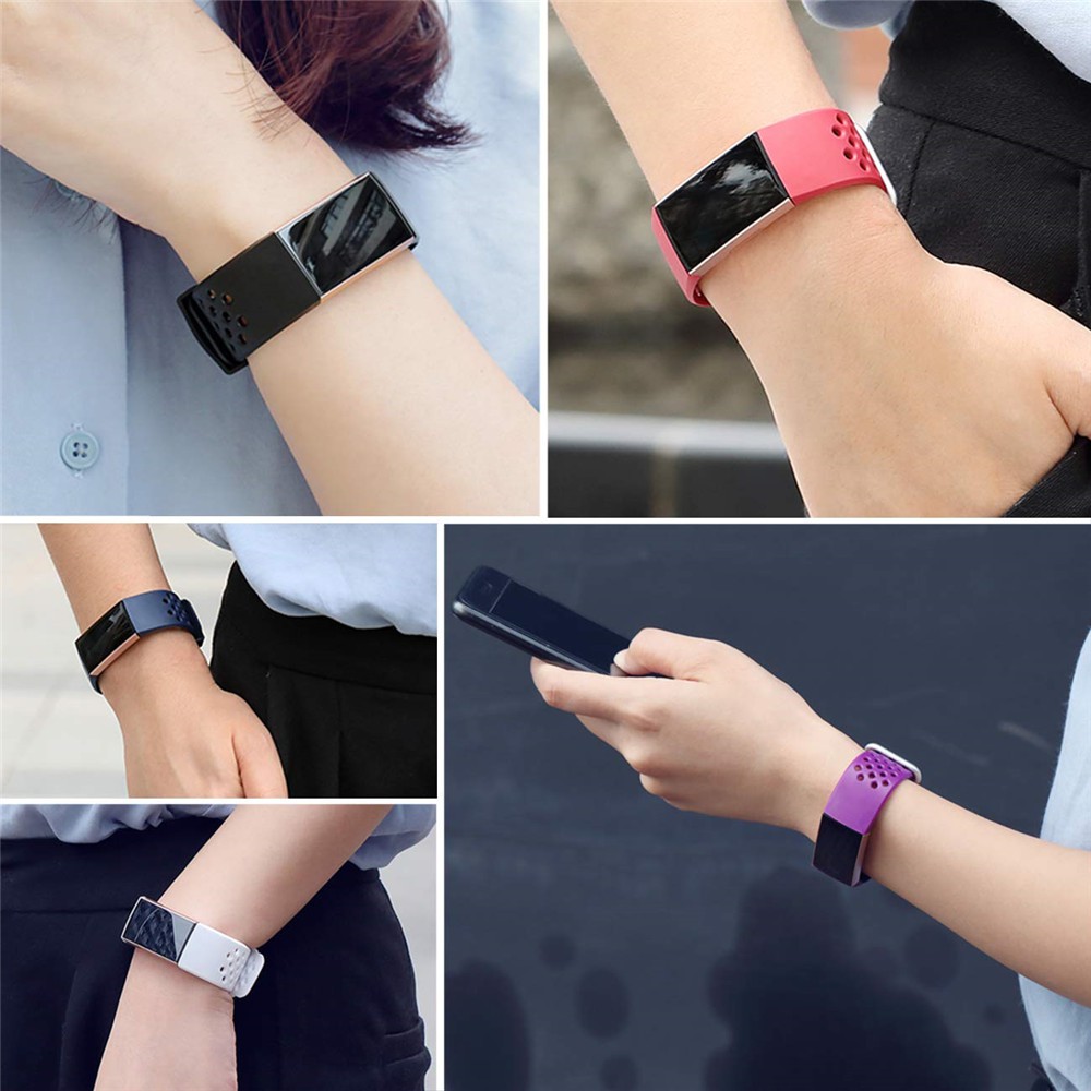 Dây đeo thay thế bằng silicone thoáng khí cho Fitbit Charge 3 4