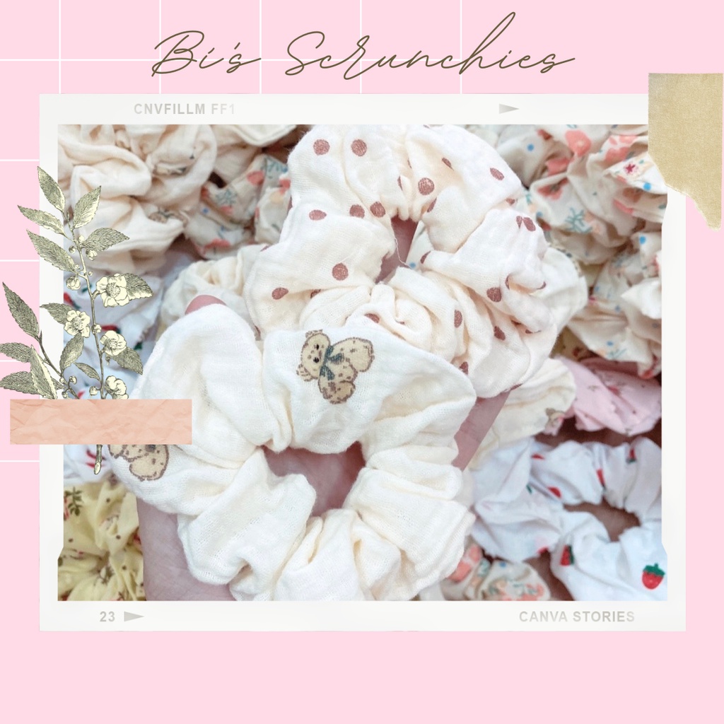 [Handmade] Scrunchies buộc tóc Muslin cao cấp họa tiết dễ thương hot trend