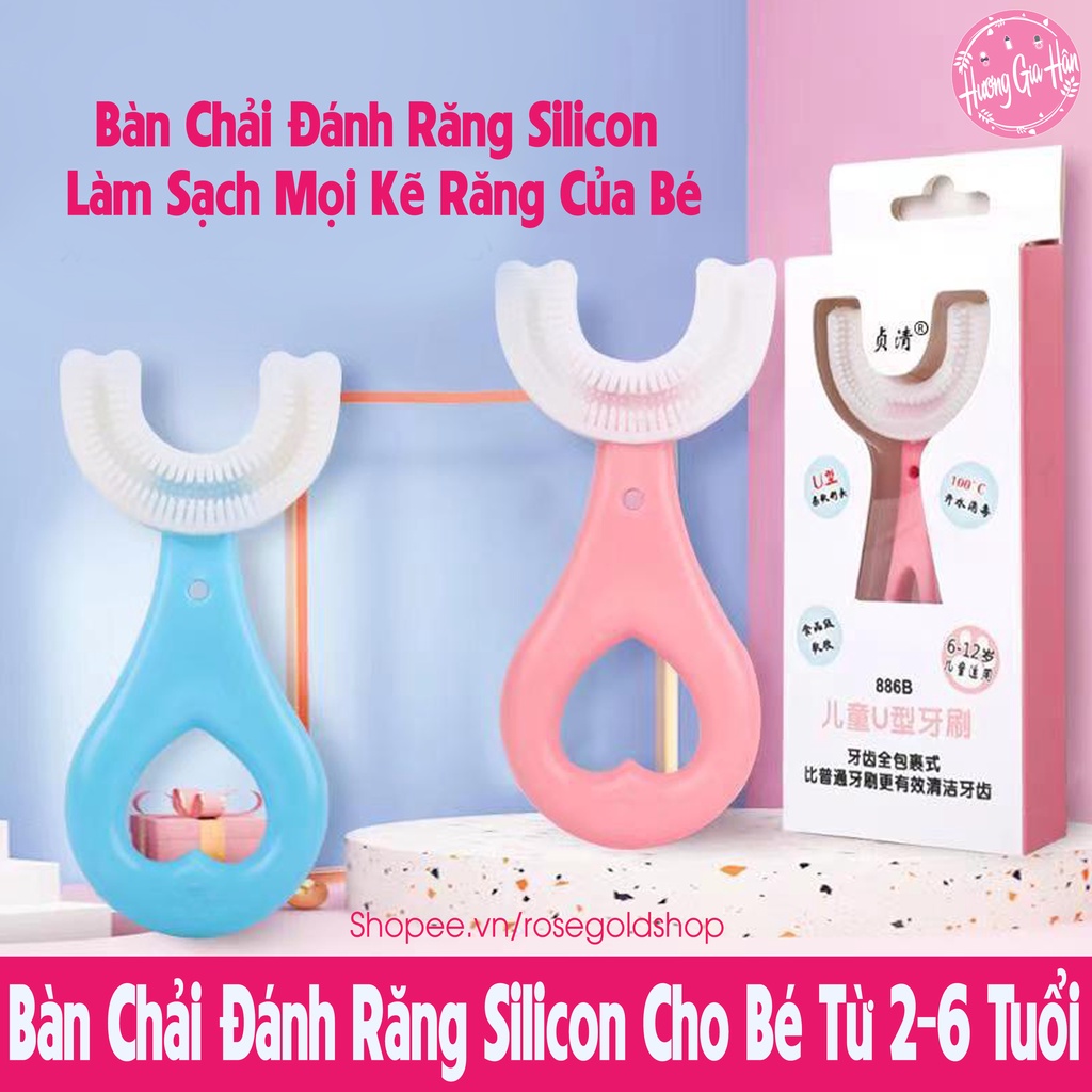 Bàn Chải Đánh Răng Chữ U Silicon Làm Sạch Mọi Kẽ Răng Của Bé, Dễ Dàng Vệ Sinh, Cho Bé Từ 2 Tuổi - 6 Tuổi