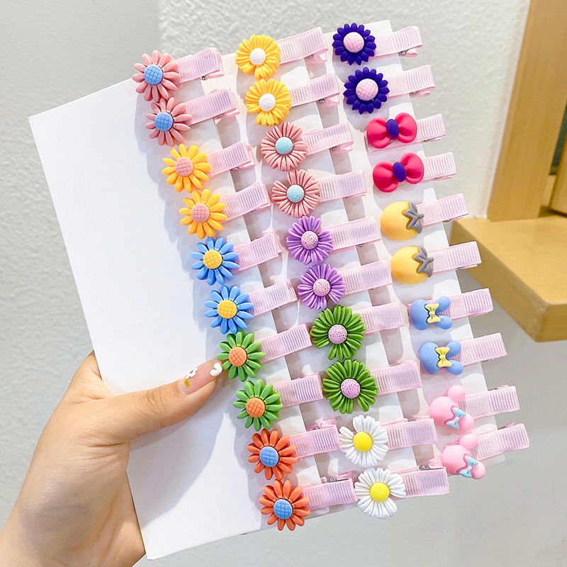 Set 10 / 20 Kẹp Tóc Hình Hoa / Trái Cây Dễ Thương Cho Bé Gái