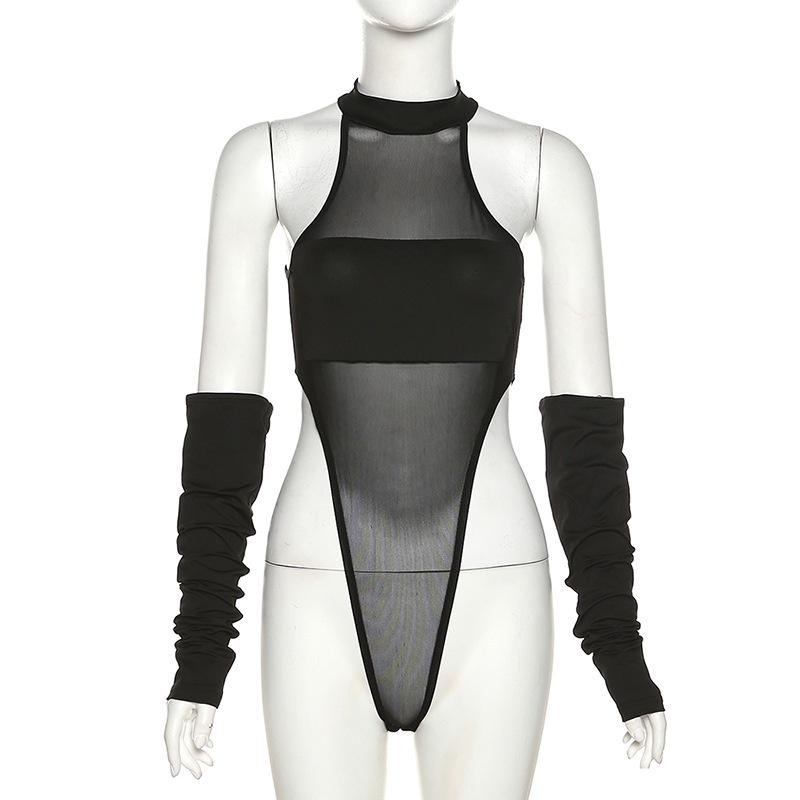 Bodysuit Lưới Cổ Tròn Gợi Cảm Cho Nữ