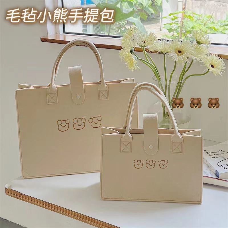 Túi đựng túi xách đi học đồ hình con gấu vải dạ