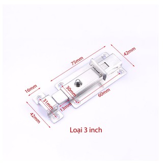 CHỐT CỬA NGANG BẰNG INOX KHÔNG GỈ 3 INCH (CÓ NÚT ẤN TỰ NHẢ - LOẠI NHỎ)