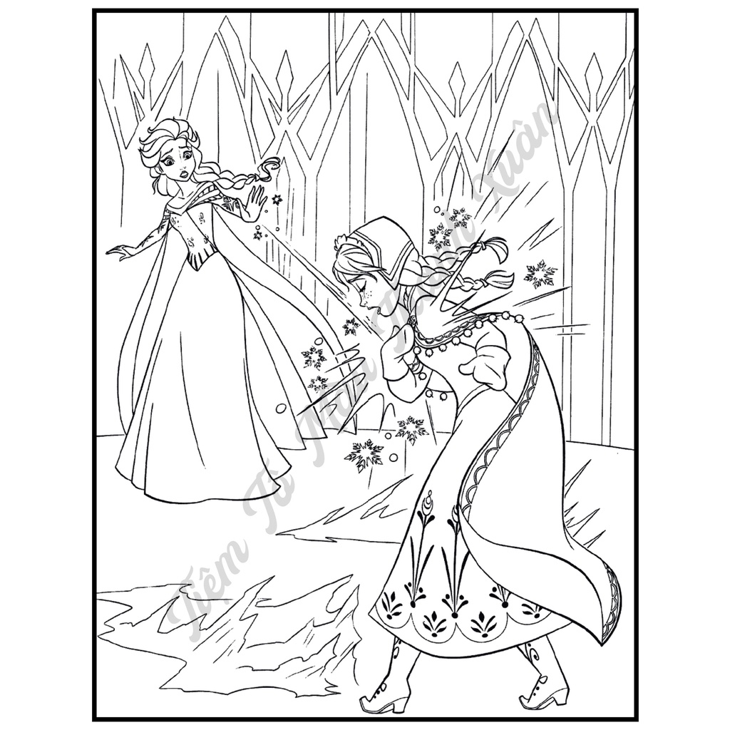 Set 25 Tờ Tranh Tô Màu Elsa Anna Cho Bé Tô Màu Sáp, Màu Chì - Tiệm Tô Màu Thanh Xuân