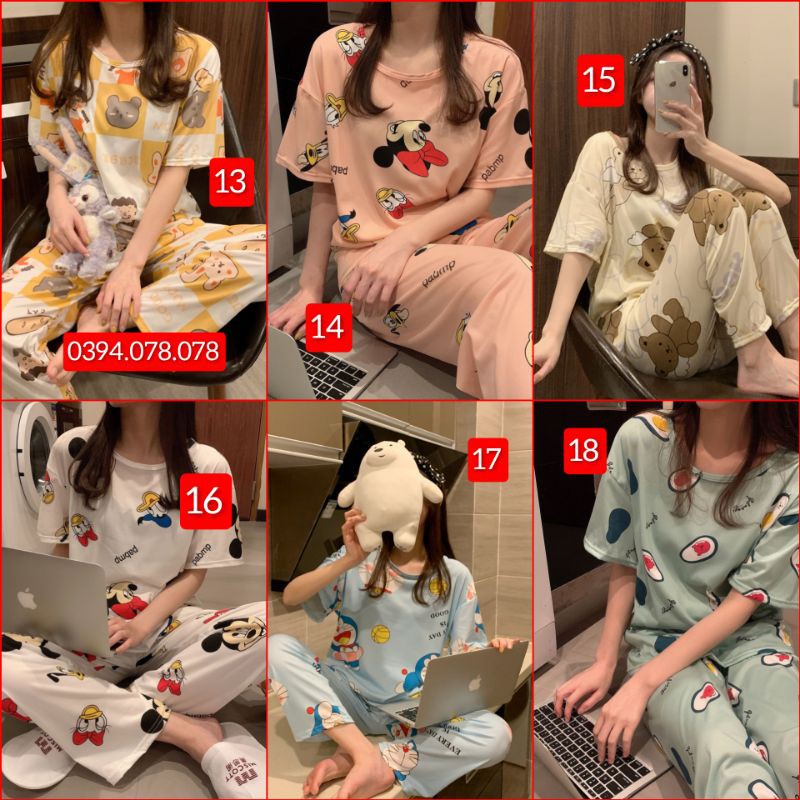  [SẴN HÀNG] - ĐỒ BỘ NGỦ CỘC TAY QUẦN DÀI HỌA TIẾT XINH XẮN ( Quảng Châu) | BigBuy360 - bigbuy360.vn