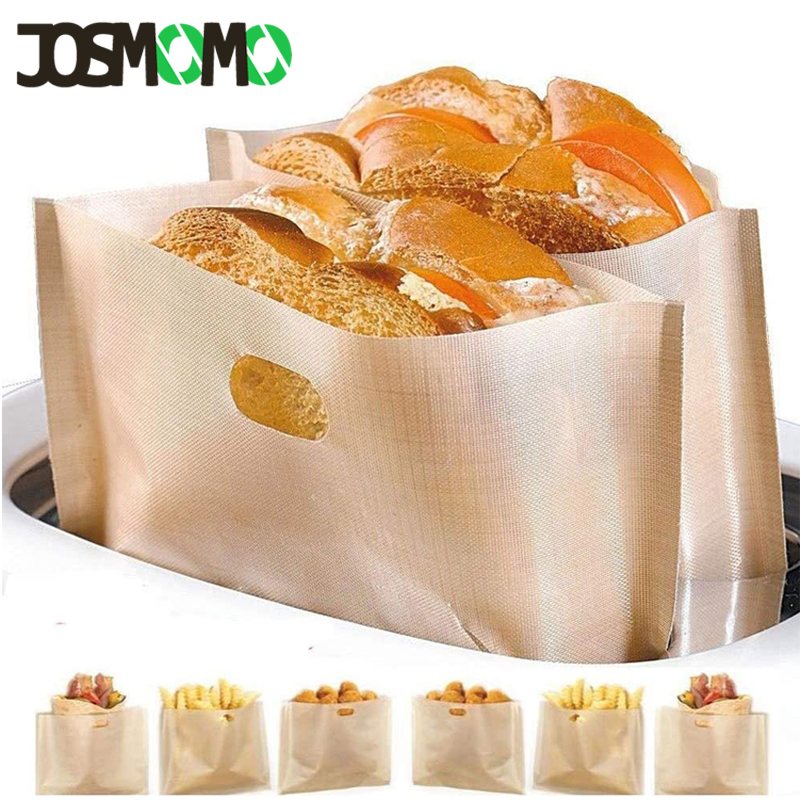 JOSMOMO 3 cái Túi nướng bánh mì có thể tái sử dụng Túi bánh mì không dính Túi bánh mì Sandwich Tráng sợi thủy tinh Bánh mì nướng lò vi sóng Dụng cụ làm bánh ngọt