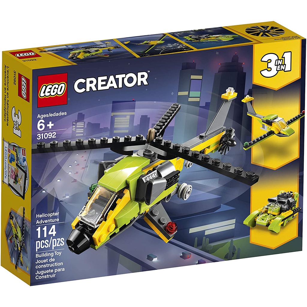 LEGO Creator 3in1 Helicopter Adventure 31092 3 trong 1 Trực thăng - máy bay thám hiểm - tàu siêu tốc